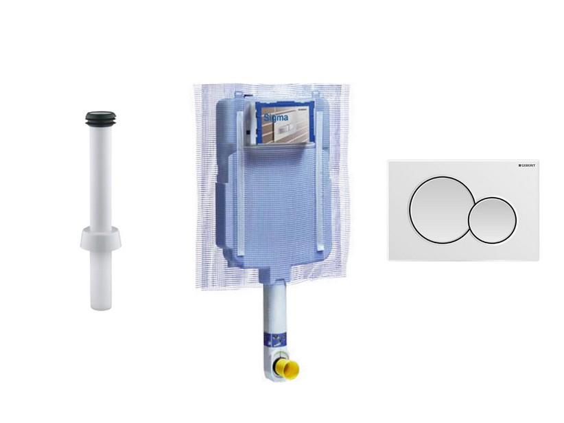 GEBERIT® Einbauspülkasten SIGMA8 mit 2-Tasten-Betätigungsplatte Weiß für Stand-WC mit Spülrand | IperCeramica
