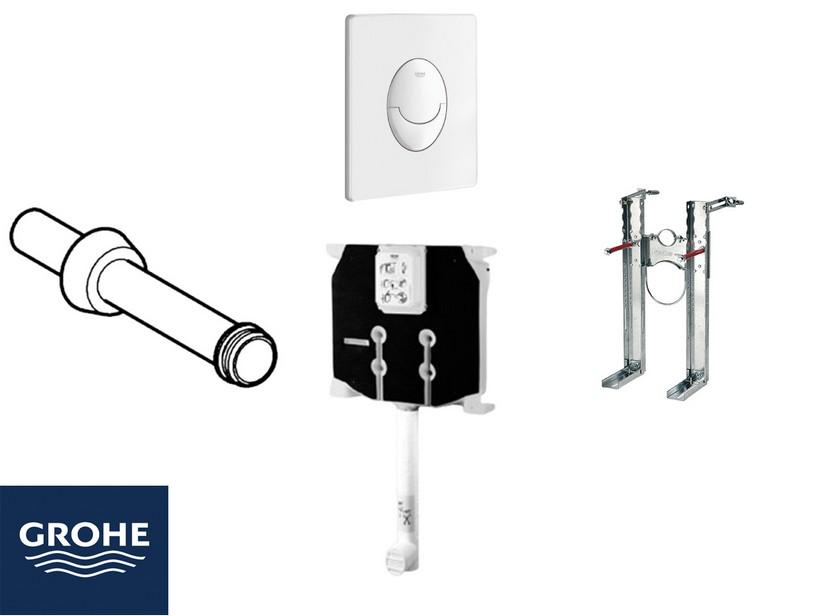 GROHE® Einbauspülkasten 8 cm stark mit 2-Tasten-Betätigungsplatte START Weiß für Wand-WC mit Spülrand | IperCeramica
