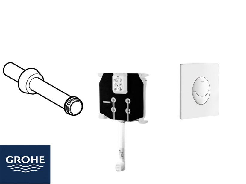GROHE® Einbauspülkasten 8 cm stark mit 2-Tasten-Betätigungsplatte START Weiß für Stand-WC mit Spülrand | IperCeramica