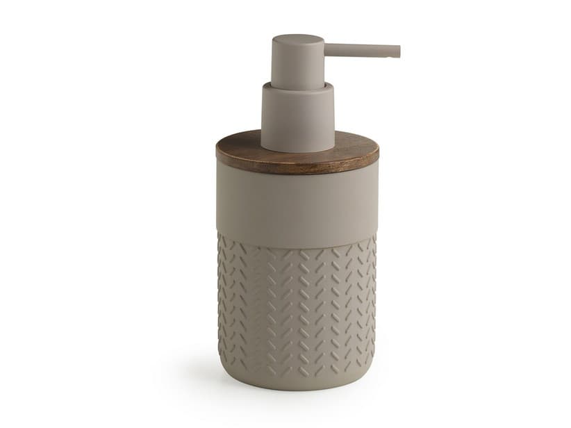 Saifenspender Lya Grau/Naturholz dunkel Bambus | IperCeramica