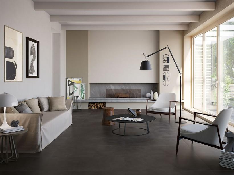 Fliese All Black 60x120 Feinsteinzeug Harz-Zementoptik schwarz | IperCeramica