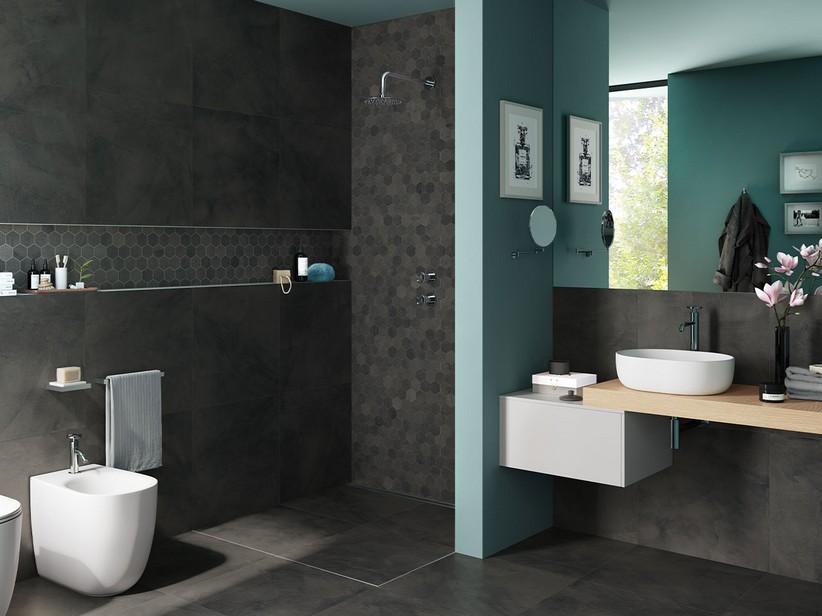 Fliese All Black 60x60 Feinsteinzeug Harz-Zementoptik schwarz | IperCeramica