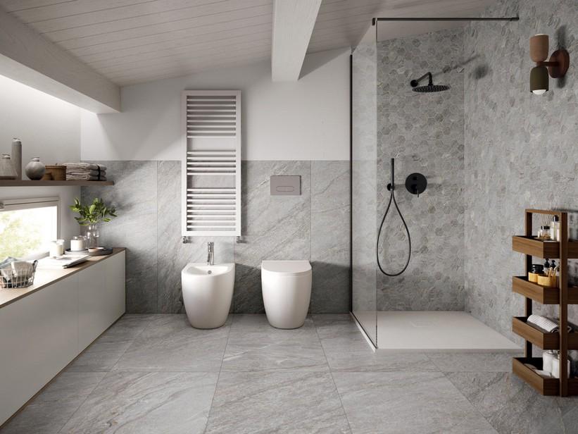 Fliesen Alpes Grey 60x120 Feinsteinzeug mit grauem Quarzit-Steinoptik | IperCeramica