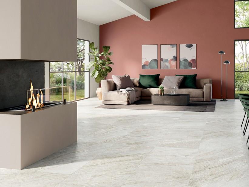 Fliesen Alpes White 60x120 Feinsteinzeug mit weißem Quarzit-Steinoptik | IperCeramica