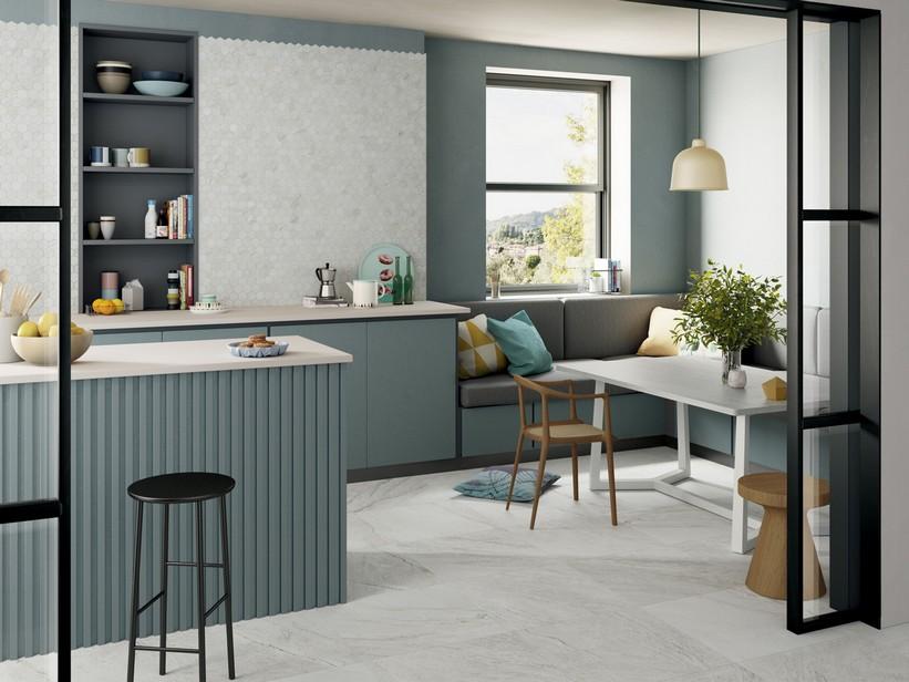Fliesen Alpes White 60x60 Feinsteinzeug mit weißem Quarzit-Steinoptik | IperCeramica