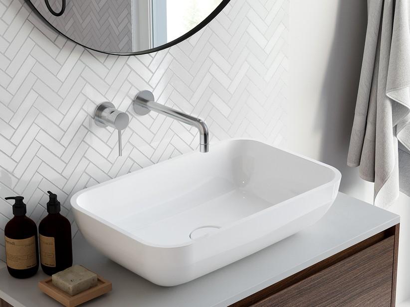 Aufsatzwaschbecken Stoccarda 60x38 H16,6 cm Harz Weiß Glänzend | IperCeramica