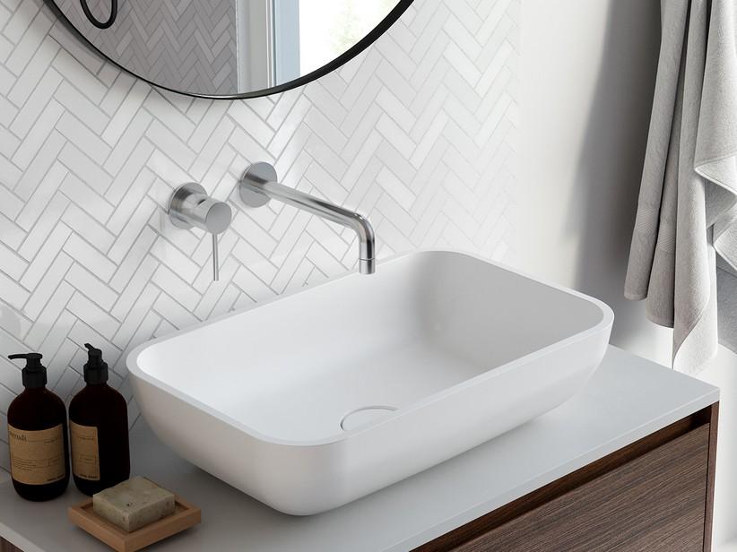 Aufsatzwaschbecken Stoccarda 60x38 H16,6 cm Harz Weiß Matt | IperCeramica