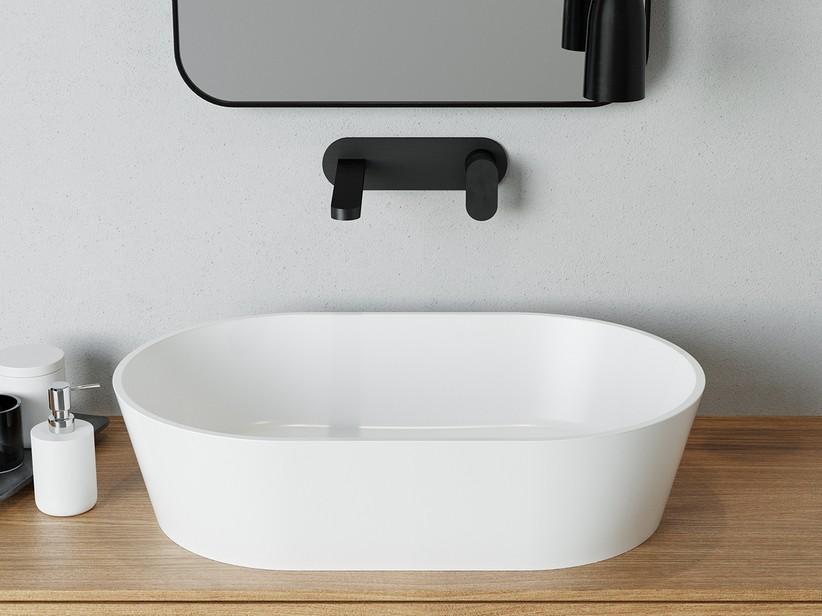 Aufsatzwaschbecken Monaco 60x38 H17,3 cm Harz Weiß Glänzend | IperCeramica