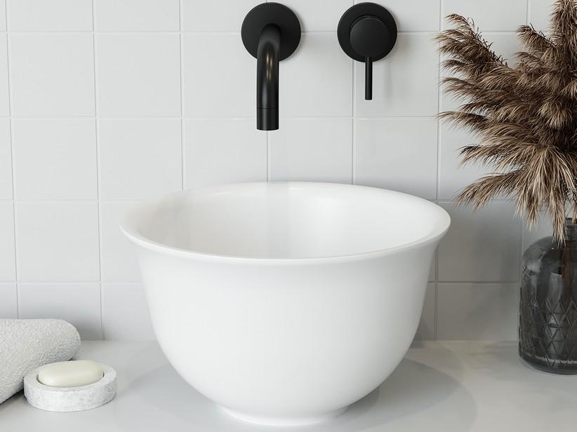 Aufsatzwaschbecken Amburgo Ø35 H21 cm Harz Weiß Matt | IperCeramica