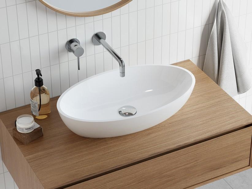 Aufsatzwaschbecken Dresda 60x35 H12,4 cm Harz Weiß Glänzend | IperCeramica