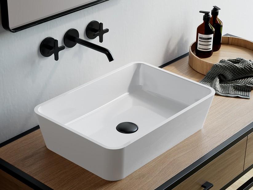 Aufsatzwaschbecken Lipsia 50x35 H12,4 cm Harz Weiß Glänzend | IperCeramica