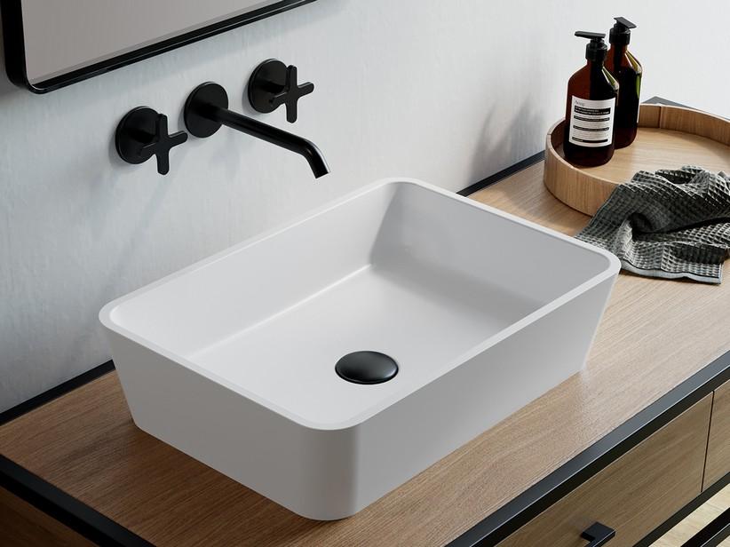 Aufsatzwaschbecken Lipsia 50x35 H12,4 cm Harz Weiß Matt | IperCeramica