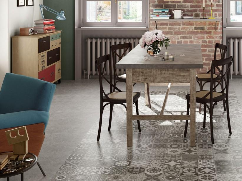 SPC-Bodenbelag Area Deco Grey Dekor- Patchworkeffekt Grau | IperCeramica