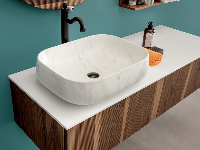 AUFSATZWASCHBECKEN ARNO 56X42XH14,5 cm KERAMIK MARMOROPTIK | IperCeramica