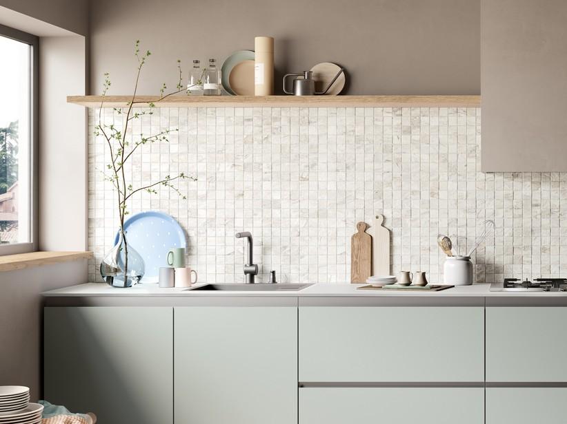 Mosaik Bali White 30x30 Feinsteinzeug Schieferoptik Weiß | IperCeramica