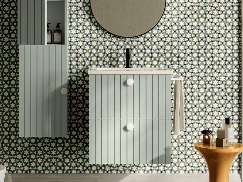 LERICI Badezimmer-Unterschrank 2 Schubladen 59x45,5xH64,5 Mattgrün | IperCeramica