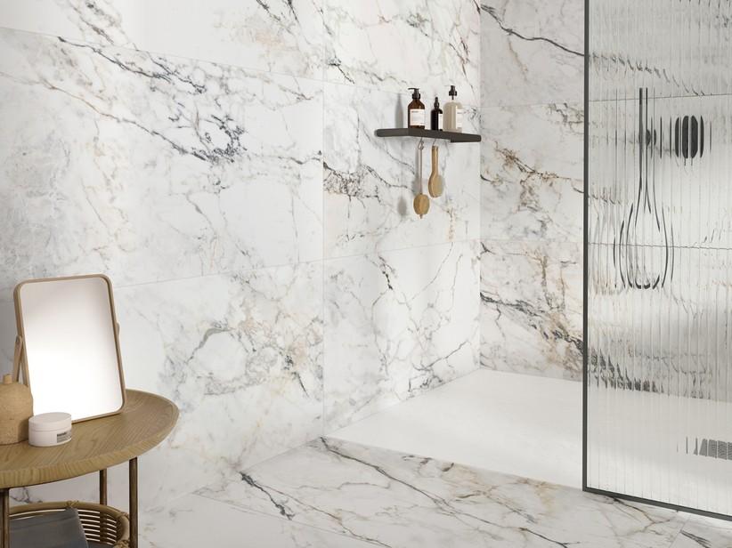 Fliese Bianco Paros 60x120 Feinsteinzeug Marmoroptik 3D Matt Weiß | IperCeramica