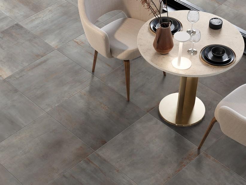 Fliese Blade Grey 60x60 Feinsteinzeug Metalloptik Grau | IperCeramica