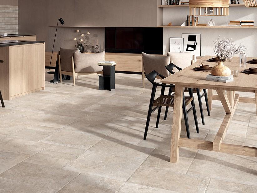 Fliese Borgogna Ivory 40,6x40,6 Feinsteinzeug Steinoptik Beige | IperCeramica