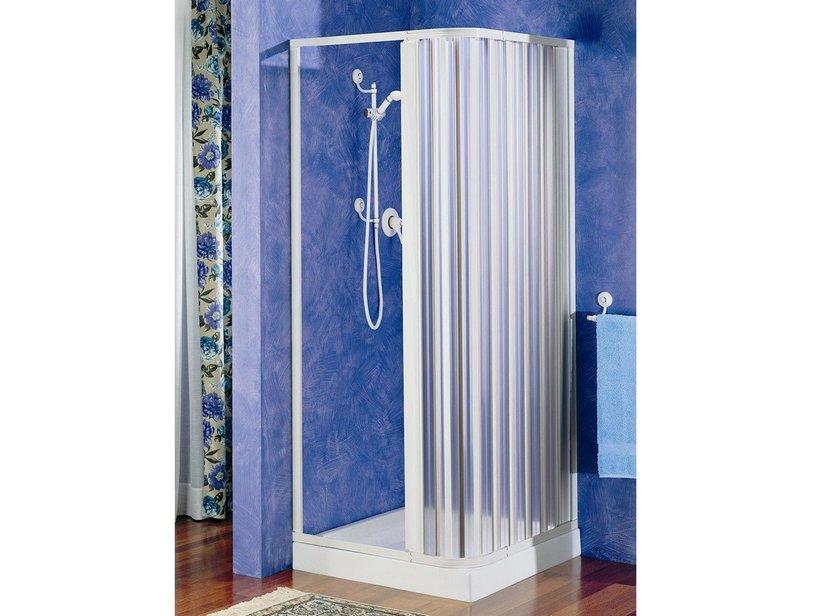 Eckduschkabine Hobby 90x90 H184 Schiebetür 3 mm PVC Weiß matt | IperCeramica