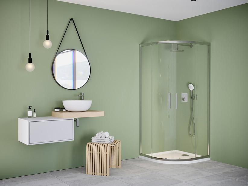Halbrunde Duschkabine Brezza 90x90 H195 Erw 85/90 Schiebetüren Transparentes Kristallglas 6 mm Verchromt | IperCeramica