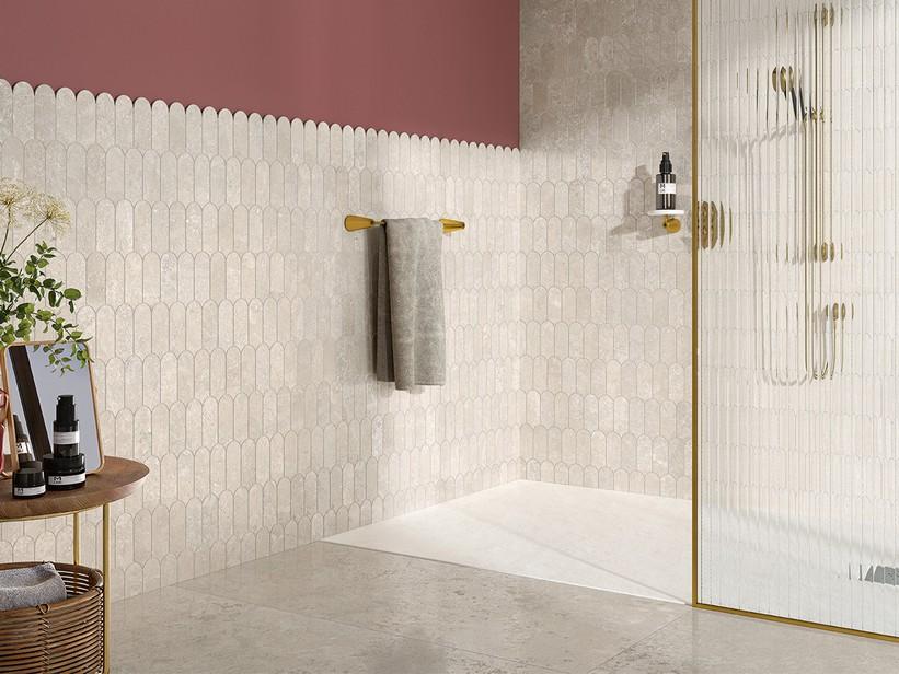 Mosaik Chambord Plume Beige 30,4x27,3 Feinsteinzeug Steinoptik Elfenbein | IperCeramica