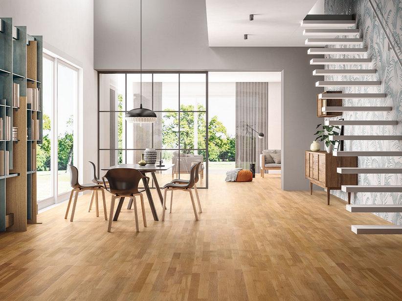 Parkett Eiche 3 Strip Gebleicht Gebürstet Lackiert - Cheesecake Molti | IperCeramica
