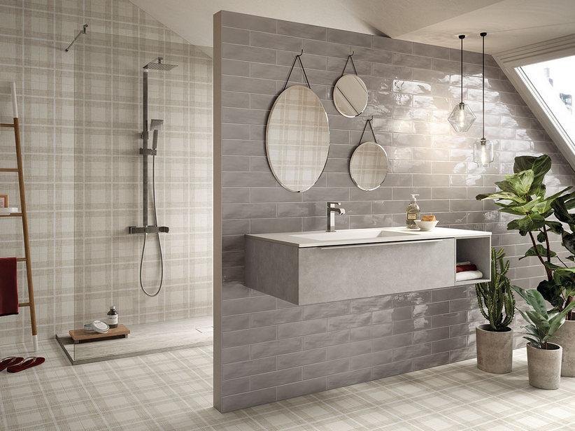 Wandfliese Chelsea Mud 7,5X30 Riemchen Glänzend Taubengrau | IperCeramica