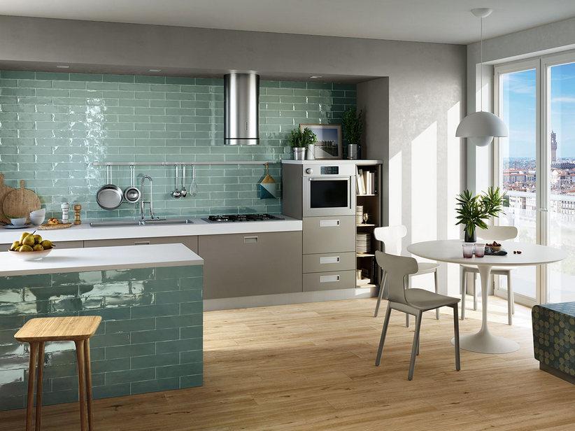 Wandfliese Chelsea Sage 7,5X30 Riemchen Glänzend Salbeigrün | IperCeramica