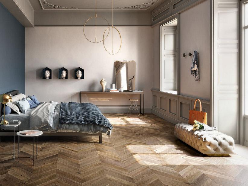 Parkett Eiche Ungarisches Fischgrätmuster Braun - Chevron Brun | IperCeramica
