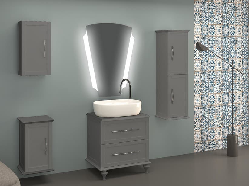 Standbadmöbel Classic 60 cm mit 2 Schubladen und kleiner Platte für Aufsatzwaschbecken Wolkengrau matt | IperCeramica
