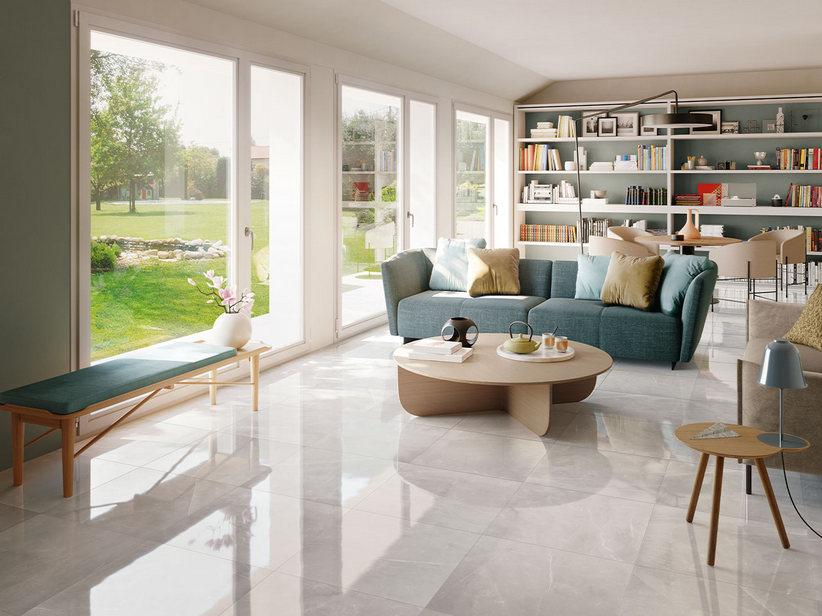 Fliese Cloud Grey 60X60 Feinsteinzeug mit grauer Marmoroptik Glänzend Poliert | IperCeramica