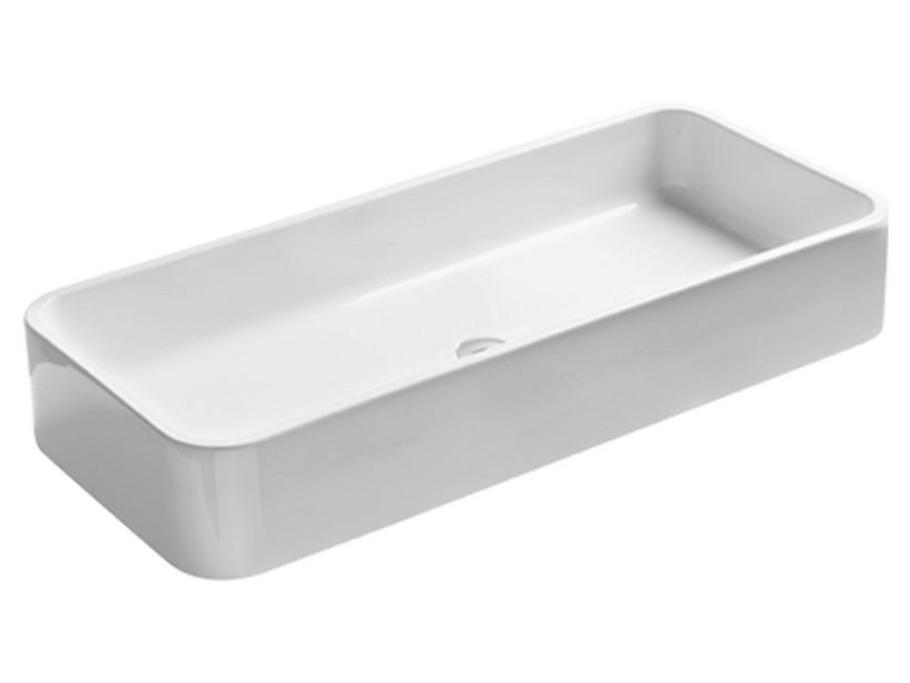 Aufsatzwaschbecken Cosa 100x45 ohne Armaturenloch aus glänzend weißer Keramik | IperCeramica