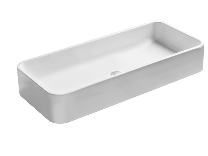 Aufsatzwaschbecken Cosa 100x45 ohne Armaturenloch aus matt weißer Keramik | IperCeramica