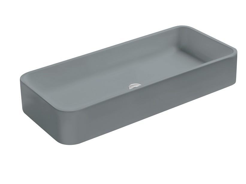 Aufsatzwaschbecken Cosa 100x45 ohne Armaturenloch aus Keramik Grau Matt | IperCeramica