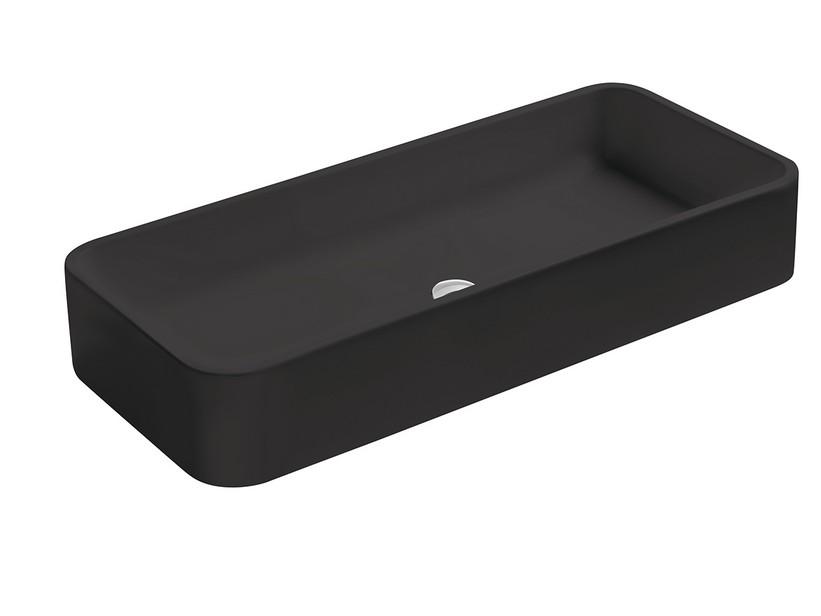 Aufsatzwaschbecken Cosa 100x45 ohne Armaturenloch aus matt schwarzer Keramik | IperCeramica