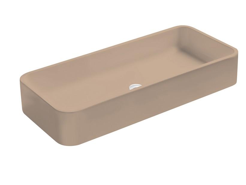 Aufsatzwaschbecken Cosa 100x45 ohne Armaturenloch aus Keramik Sahara glänzend | IperCeramica