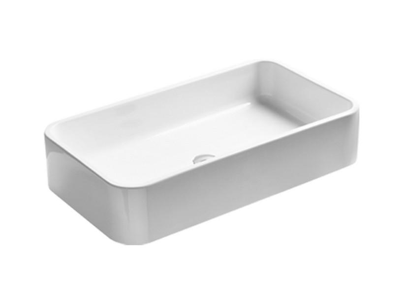 Aufsatzwaschbecken Cosa 80x45 ohne Armaturenloch aus glänzend weißer Keramik | IperCeramica
