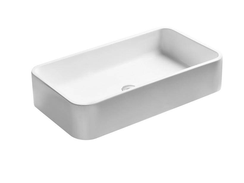 Aufsatzwaschbecken Cosa 80x45 ohne Armaturenloch aus matt weißer Keramik | IperCeramica