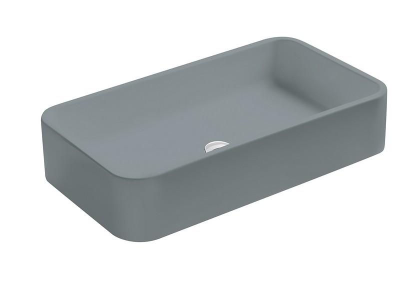 Aufsatzwaschbecken Cosa 80x45 ohne Armaturenloch aus Keramik Grau Matt | IperCeramica