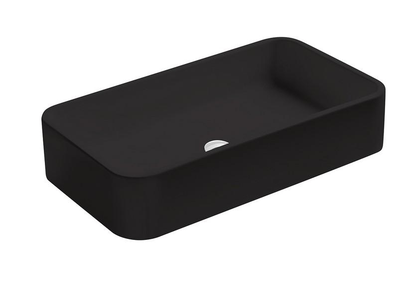 Aufsatzwaschbecken Cosa 80x45 ohne Armaturenloch aus matt schwarzer Keramik | IperCeramica