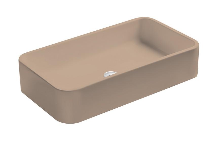 Aufsatzwaschbecken Cosa 80x45 ohne Armaturenloch aus Keramik Sahara glänzend | IperCeramica
