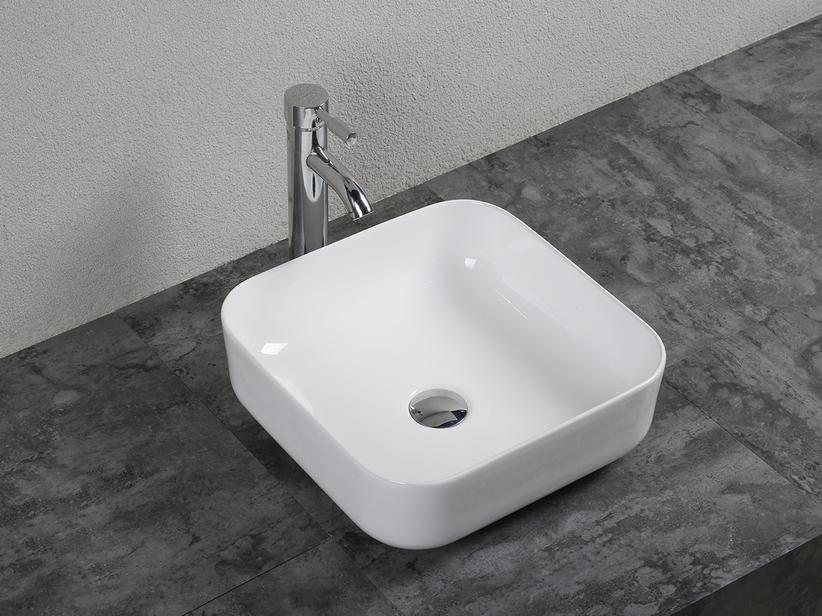 AUFSATZWASCHBECKEN DORA 38,5X38,5XH14 cm KERAMIK WEISS GLÄNZEND | IperCeramica