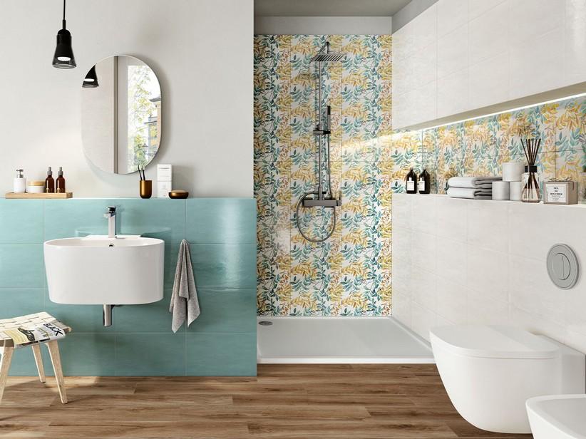 Fliese Easy Deco Leaves 25X40 Glänzend, Dekorelement mit Blättern | IperCeramica