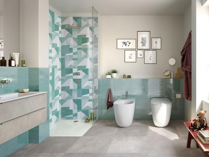 Fliese Easy Deco Mint 25X40 Glänzend, Geometrisches Dekorelement, Grün | IperCeramica