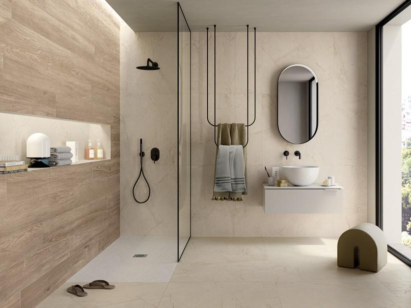 Fliese Elegance Breccia 90x90 Feinsteinzeug Marmoroptik Beige 3D | IperCeramica