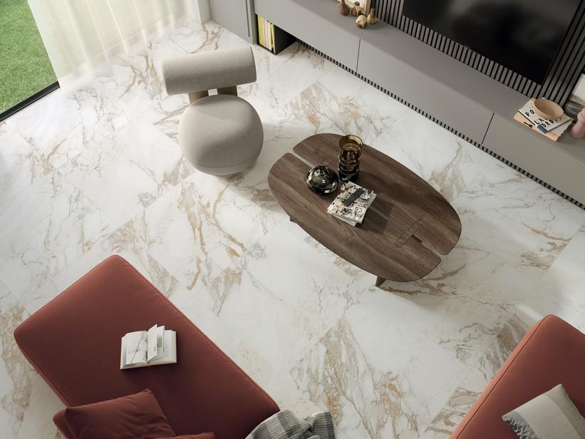 Fliese Elegance Calacatta 90x90 Feinsteinzeug Marmoroptik 3D | IperCeramica