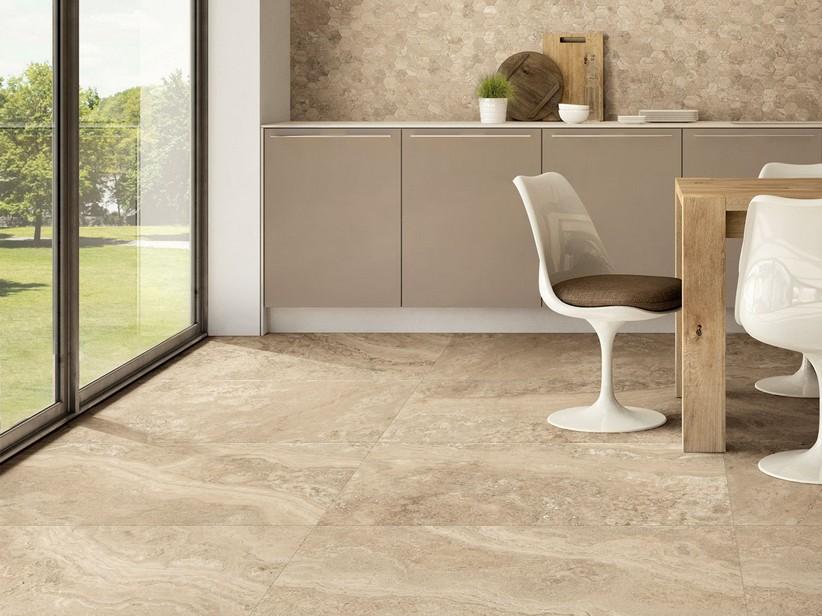 Fliese Elegance Travertino Beige 60x120 Feinsteinzeug Marmoroptik Beige 3D | IperCeramica