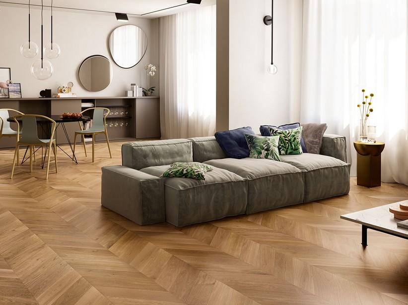Parkett Eiche französischer Fischgrät Tabak - Epoque Chevron Tabacco | IperCeramica