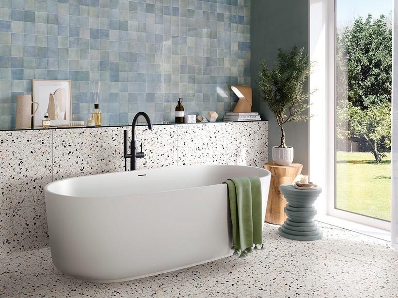 Fliese Fez Avio 10x10 Zellige Optik glänzend Hellblau | IperCeramica